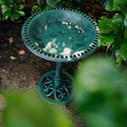 Backyard Expressions Outdoor Garden Bird Bath - Green - Weather Resistant Polyresin - 27 Inch
