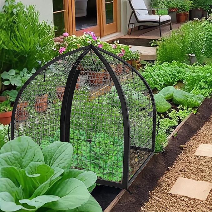 Plant Protectors | 22x22x22in Fruit Safety Support | with Stakes Zipper Plant Protection from Animals | for Flower Vegetables Chicken Bird Squirrel Rabbit Prevention Outdoor Balcony Yard Garden
