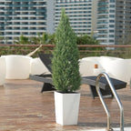 2Pack 5ft Outdoor Artificial Cedar Topiary Trees, All-Weather Faux Pine for Home Porch Entryway Decor