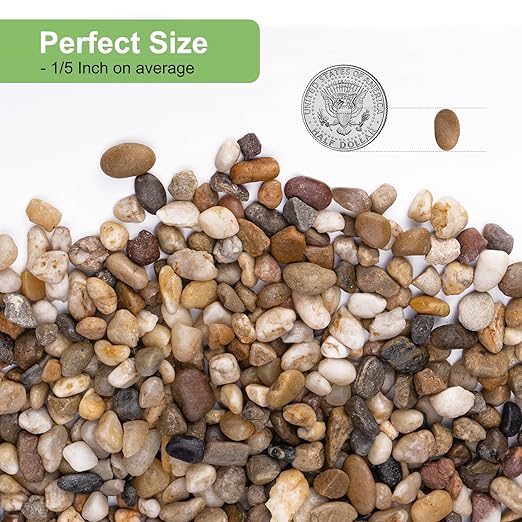 Pulovin 2.5 lbs Drainage Rocks for Potted Plants, 1/5 Inch Small Pebbles for Indoor Plants, Decorative Gravel for Vases, Bamboo, Succulent, Terrarium, Crafts, Cactus
