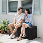 Devoko 78 Gallon Deck Box, Waterproof Resin Outdoor Storage Box for Outside and Patio, Outdoor Storage Bench Lockable for Patio Furniture, Garden Tools and Pool Supplies (Black, 78 Gallon)