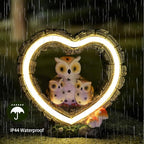 Solar Owl Garden Statue, Outdoor Waterproof Handmade Resin Statue Solar LED Lights, Warm Owl Family Decoration, Suitable for Roads, Yards, lawns