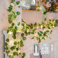suddus Vines with Fairy Lights Battery & USB Powered Operated, 33ft 100 LED Watermelon Leaves String Lights with Remote, Artificial Plants for Indoor, Bedroom, Wedding, Wall, Party Decor(Warm White)
