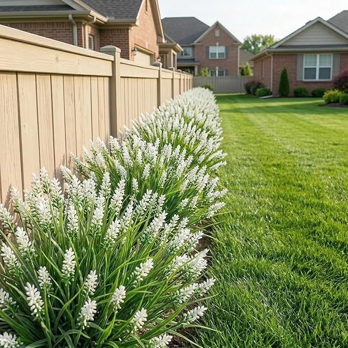 22 Pcs Artificial Outdoor Flowers Fake Outdoor Plants Monkey Grass with Red Flowers for Pot Decor for Window Garden Patio Hanging Planter Pathway Front Porch (22, White)