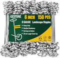 150 PCS Landscape Fabric Staples Pins,Thickened 8 Gauge Circle Top Landscape Fabric Stakes, 6 inch Galvanized Weed Barrier Stakes Pins with Removal Tool, Garden Staples for Weed Barrier Fabric