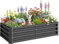 Outsunny Galvanized Raised Garden Bed, 4' x 2' x 1' Metal Planter Box, for Growing Vegetables, Flowers, Herbs, Succulents, Gray