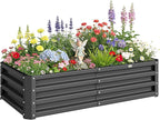 Outsunny Galvanized Raised Garden Bed, 4' x 2' x 1' Metal Planter Box, for Growing Vegetables, Flowers, Herbs, Succulents, Gray