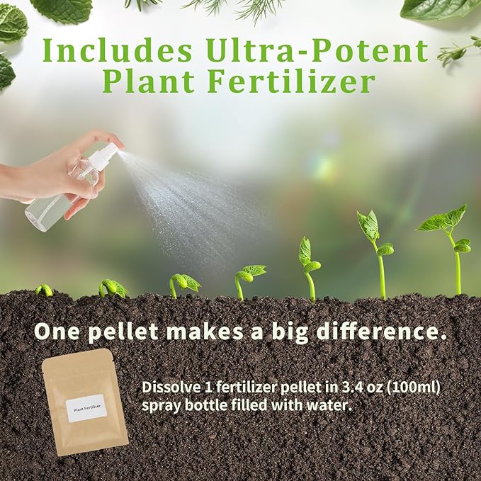 10-Set Indoor Herb Garden Starter Kit, 7 Seeds Growing into Basil, Parsley, Thyme, Mint, Cilantro, Dill, Oregano Including 10 White Pots, Markers, Nutritional Soil, Ideal Christmas Gifts for Women