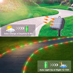 Solar Rope Lights, 2 Packs Total 66ft 200LED Solar String Lights, 8 Modes Waterproof Solar Powered Outdoor Light, Flexible Clear Tube Light for Garden Yard Patio Deck Porch Tree Xmas Decor -Red &Green