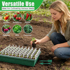 2 Set 120-Cell Seed Starter Tray with Grow Light, Self-Watering Seed Starter Kit with Humidity Dome, Adjustable Brightness Timed Seedling Starter Plant Germination Trays Indoor