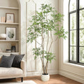GarveeHome Artificial Plants Indoor,7 ft Tall Faux Floor Plant in Pot, Nandina Artificial Tree with White Planter for Home Decor Office Living Room