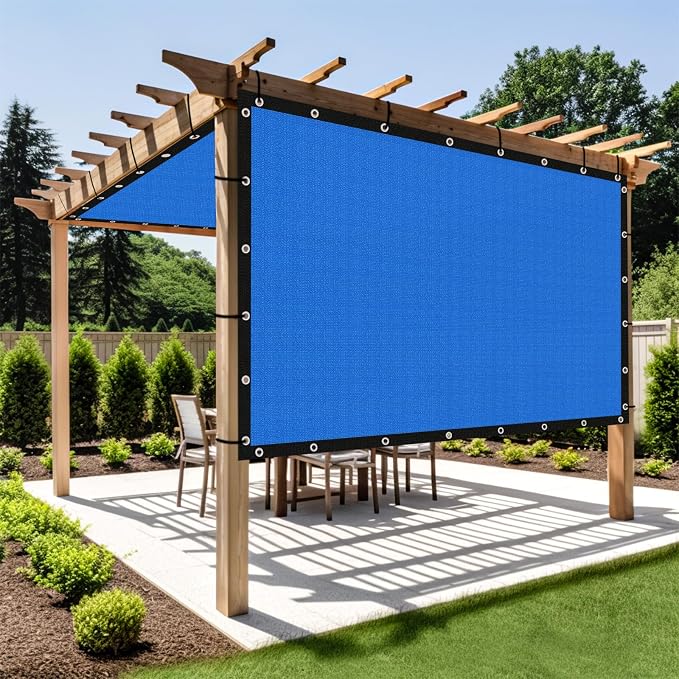 Shade&Beyond Customized Size 90% Sun Shade Cloth with Grommets, 6' X 7' Pergola Shade Cover Canopy, Mesh Tarp Sun Screens for Patio, Outdoor, Garden, Backyard GN01, Blue