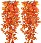 2-Pack Fake Hanging Plants, Faux Hanging Plant Artificial Greenery for Living Room Bedroom Boho Wall Shelf Indoor Outdoor Decor (Orange Pothos Ivy Vines)