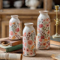 Vintage Vase Set of 3, Ceramic Vintage Flower Vases, Chinoiserie Decorative Home Decor Retro Floral Vase Rustic Farmhouse Decor for Table Bookshelf Mantel Kitchen Living Room Office - Colorful Daisy