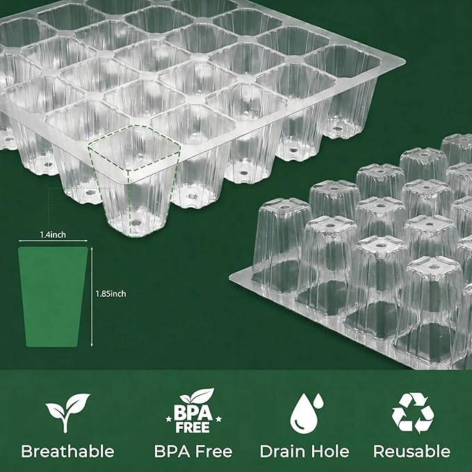 Gardzen 10 Pack 40 Cell BPA Free Seed Starter Tray Kit - Reusable Plant Germination Trays with Adjustable Vents, Sowing Tool & Labeling Set for Indoor Gardening Vegetables Herbs Flowers