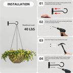 6Pack 4inch Wall Hook for Hanging Plant Bracket Black
