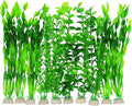 AQUANEAT Artificial Fish Tank Plants, Green Plastic Aquarium Accessories, Multi Shape Fake Decorations, 10packs