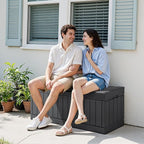 Devoko 78 Gallon Deck Box, Waterproof Resin Outdoor Storage Box for Outside and Patio, Outdoor Storage Bench Lockable for Patio Furniture, Garden Tools and Pool Supplies (Grey, 78 Gallon)