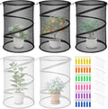 5 Pack Pop Up Insect Barrier Plant Cover, 20''H x 13''D Pop Up Fine Mesh Plant Protector with 24 Stakes 36 Labels Carry Bags, Pop Up Guard Plant Cover Tents for Vegetables Flowers, Black & White