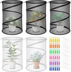 5 Pack Pop Up Insect Barrier Plant Cover, 20''H x 13''D Pop Up Fine Mesh Plant Protector with 24 Stakes 36 Labels Carry Bags, Pop Up Guard Plant Cover Tents for Vegetables Flowers, Black & White