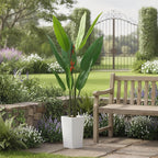 Garvee 7.7FT Artificial Bird of Paradise Plant, Faux Banana Tree in White Tall Planter, Decorative Evergreen Tropical Floor Plant for Living Room, Entryway, Porch, Office