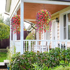 Artificial Flowers for Outdoors Spring Decor, 6 Bundles UV Resistant Realistic Faux Silk Hanging Flowers, Fake Plants for Planter Indoor Outside Garden Porch Patio Balcony Yard Farmhouse