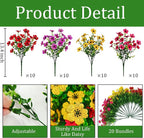 40 Pcs Artificial Flowers for Outdoors Fake Flowers UV Resistant, Artificial Plants Outdoor Indoor Faux Plastic Fake Plants for Planter Front Door Garden Porch Yard Home Decor(Pink Red Purple Yellow)