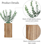 Dahey 2 Pack Wood Wall Planter Vase with Artificial Eucalyptus Farmhouse Wall Hanging Decor Pocket Planter for Indoor Fake Plants Greenery Flowers, livingroom Bedroom Kitchen Home Office Decoration