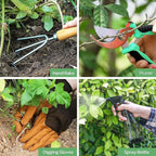 Grenebo Gardening Tools 9-Piece Heavy Duty Garden Hand Tools with Fashion and Durable Garden Tools Organizer Handbag, Rust-Proof Garden Tool Set, Ideal Gardening Gifts for Women