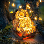 LIULO TOOL Light Up Owl on Chair Garden Sculpture, LED Solar Powered Owl Lying on The Chair, Cute Figurine Crafted Statue for Home Fireplace Outdoor Centerpiece Collection Decoration, 3x3x4 in