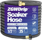 25FT 1/2" Water-Saving Soaker Hose with Solid Brass Connectors, Drip Irrigation Kit for Lawn & Yard