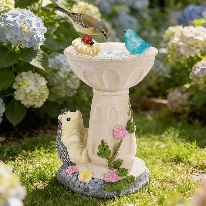 HUYIENO Solar Garden Statue Outdoor Decor Ornament Waterproof Solar Powered LED Lights for Yard, Patio, Lawn Gift for Mom, Women, Housewarming Hedgehog