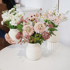 Jahe Hydrangea Artificial Flowers Mixed Potted Plant, Faux Hydrangea Flowers Fenterpieces for Tables, Fake Daisy Mixed Bouquet with Pot, Living Room Bedroom Bathroom Balcony, White