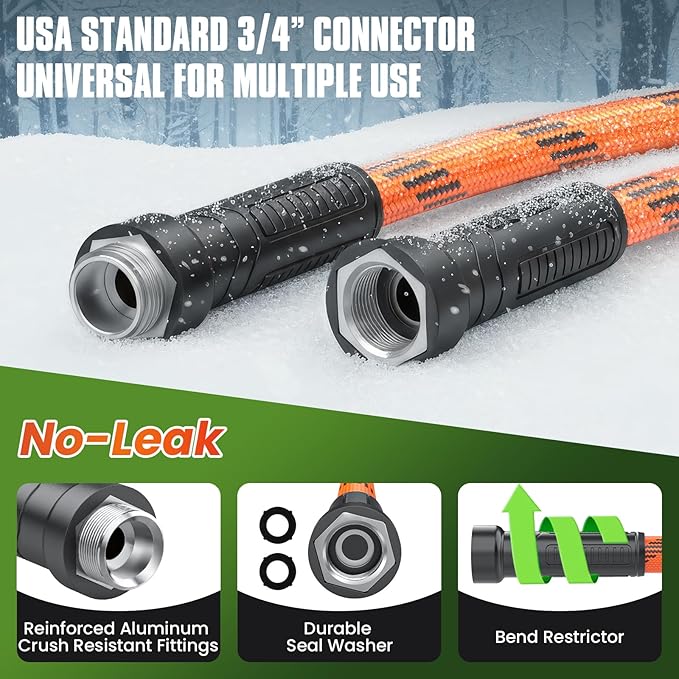 Flexible Garden Hose 100 ft, Non-Expanding Lightweight Water Hose, with 10 Pattern Sprayer, All Weather, Durable, Kink and Abrasion-Resistant, Leak-Free, Orange