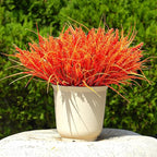 20 Bundles Artificial Plants Outdoor, UV Resistant Fake Flowers, Realistic Faux Lavender Shrubs for Porch Garden Window Box Home Decoration (Fall Orange-red)