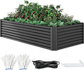 DWVO 8 x 4 x 1.5 FT Raised Garden Bed Kit, Outdoor Galvanized Flower Bed with Safety Rubber and Gloves, Large Metal Planter Box for Vegetables, Flowers, Herbs, Fruits, Black