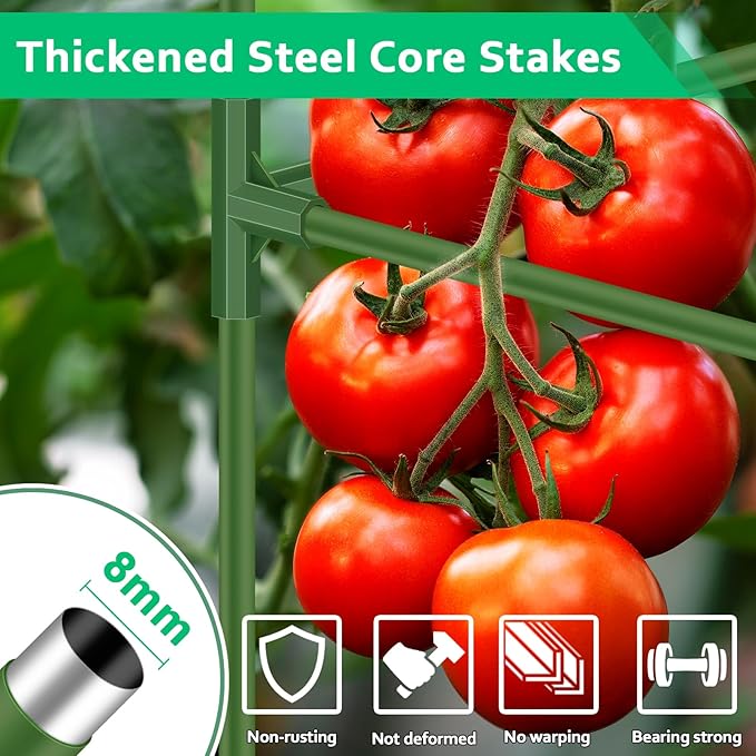 WLLEYAY 3 Pack Square Tomato Cages with 17 Gallon Grow Bags, 46'' Upgraded Heavy Duty Steel Garden Plant Support Stakes Kit, Flowers Vegetable Trellis for Vertical Climbing Plants Vines
