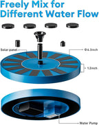 2.5W Solar Bird Bath Fountains – Upgraded Solar Pond Fountain with 6 Nozzles,Solar Fountain for Bird Bath, Pond, Garden Decor (Blue)