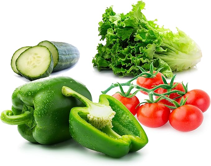Vegetable Seeds for Planting Vegetables - Variety Salad Pack - Romaine Lettuce - Cherry Tomato - Cucumber - Bell Pepper!
