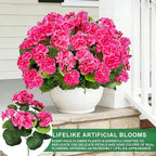 TURNMEON Artificial Geraniums Flowers for Outdoors Summer Decoration, 4 Bundles Fake Flowers Silk Pink Flowers UV Resistant No Fade Faux Plants for Planter Gardens Table Porch Indoor Cemetery Decor