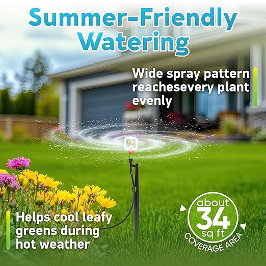 HIRALIY 360° Micro-Spray Garden Irrigation System 100FT, New Garden Watering System, Saving Water Automatic Irrigation Equipment for Patio Lawn