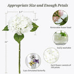 Leftover Hydrangea Artificial Flowers,4 Pcs Real Touch Hydrangea Flowers with 3 Pcs Butterflies for Centerpiece Table Decorations,Floral Arrangements for Coffee Table Decor Living Room Decor