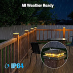 VOLISUN 4x4 Solar Post Cap Light 12pack,Solar Fence - Post Lights Outdoor Waterproof for Wooden/Vinyl Post,Black Deck Post Cap Light Solar Powered with Warm White for Garden/Patio/Porch