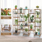 Uneedem Plant Stand Indoor Outdoor, Tall Plant Shelf for Multiple Plants, 17 Tiers Large Plant Rack Wood Plant Holder Plant Shelves for Room Corner Balcony Garden Patio