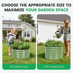 INNO STAGE 3 Pcs Round Galvanized Raised Garden Bed — 2×2×1ft Planter Box Outdoor Raised Beds Kit for Gardening Vegetables, Fruits, Herbs, and Flowers, Olive Green