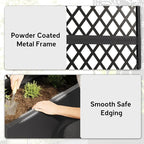 Outsunny Metal Planter Box with Trellis, Raised Garden Bed with Trellis Privacy Screen and Drainage Holes for Climbing Plants, Diamond Lattice Privacy Planter for Garden, Patio, Balcony