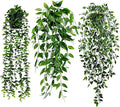 HIHADUUM 3PCS Artificial Hanging Plants with Pots, Faux Hanging Plants Indoor Outdoor, Fake Eucalyptus Vine Plants for Wall Shelf Bathroom Bedroom Living Room Balcony Home Decor