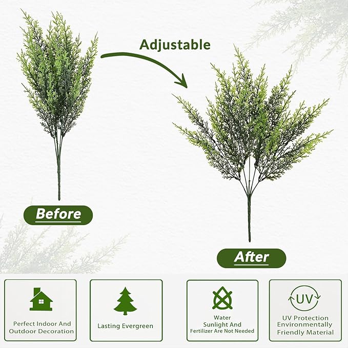 Waipfaru 36 Bundles Artificial Plants Outdoor， UV Resistant Artificial Plants，Fake Plants for Outdoor Porch Decor Lifelike Fake Bushes Greenery for Home Farmhouse Yard Decorations