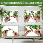 RAINFLOW 2PCS Reptile Plants for Terrarium - Fake Hanging Terrarium Plants, Artificial Boston Fern for Bearded Dragon Snake Geckos Hermit Crab Lizard Chameleon Turtle Reptile Decor(L30 xW5.1)