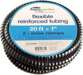 Pennington Aquagarden Aquagarden Flexible Reinforced Pond, 20ft x 1” Internal Diameter, Smooth-bore PVC Pond Tubing, Includes 2 stainless steel Hose Clamps, Corrugated, Tough and Strong